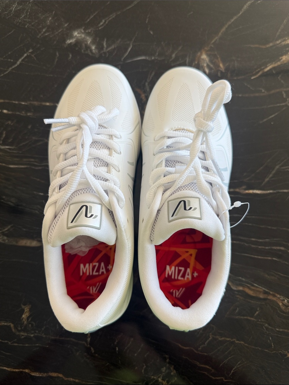 Varsity White Sneakers with Red Graphic Insoles